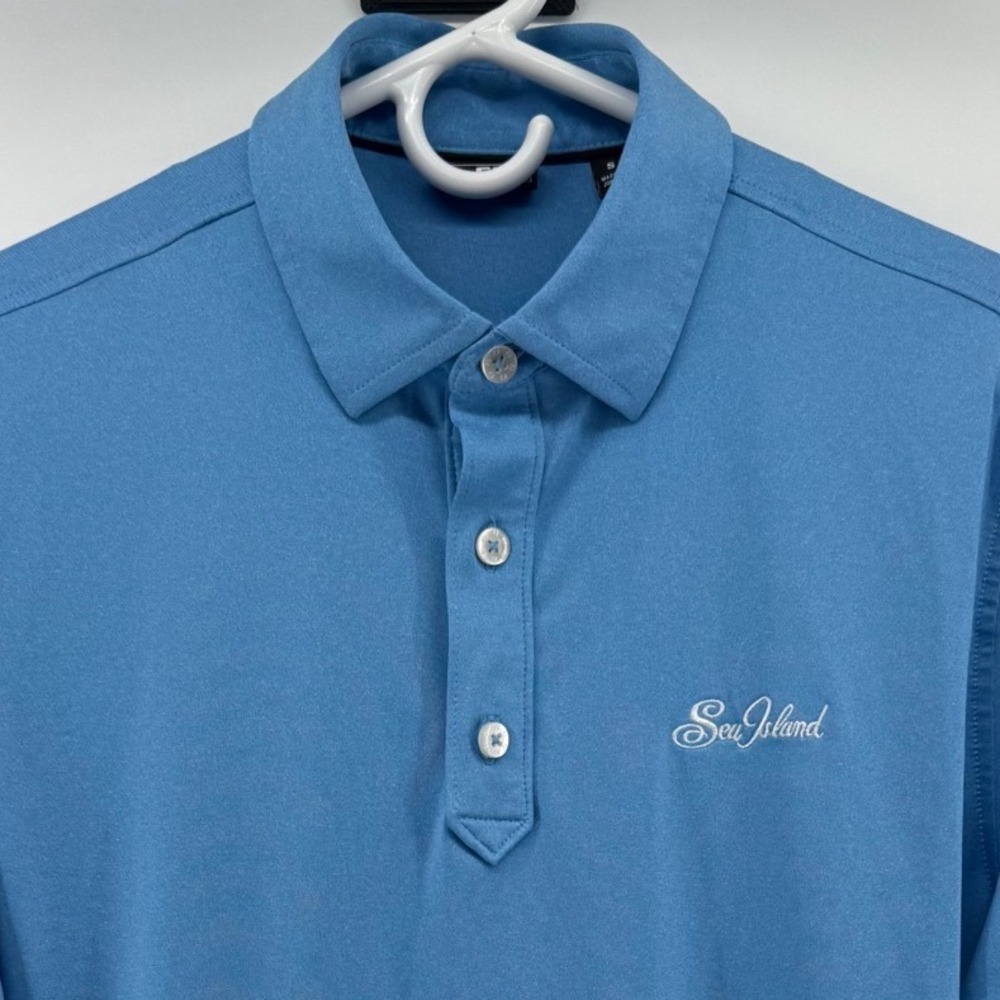 FootJoy Mens Sea Island Performance Golf Polo Shirt Blue Short Sleeve‎ Small FJ